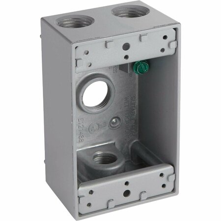 BELL Single Gang 1/2 In. 4-Outlet Gray Aluminum Weatherproof Electrical Outdoor Outlet Box 5321-0